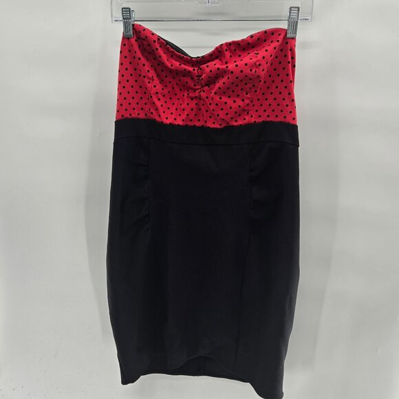 Torrid Red Black Polka Dot Rockabilly Strapless Midi Dress Size 18 - Picture 1 of 9